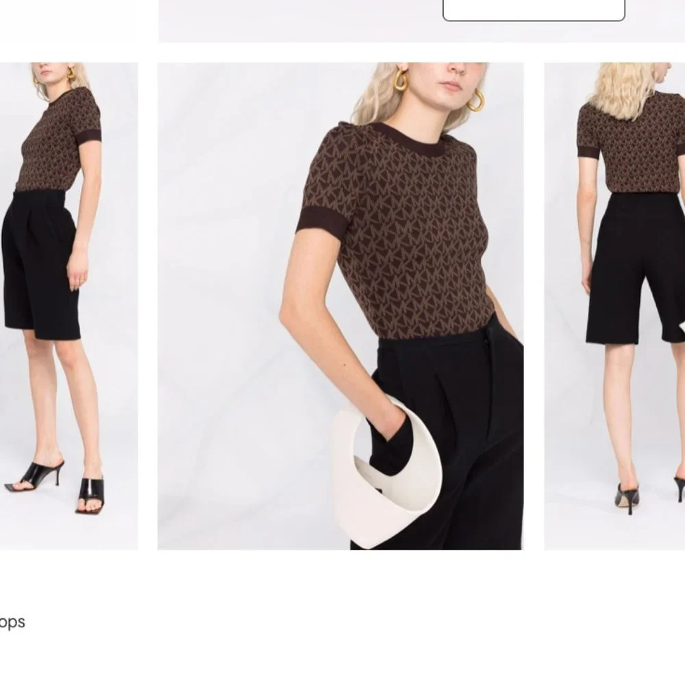 Michael Michael Kors monogram-print knitted top US XS fit US Small